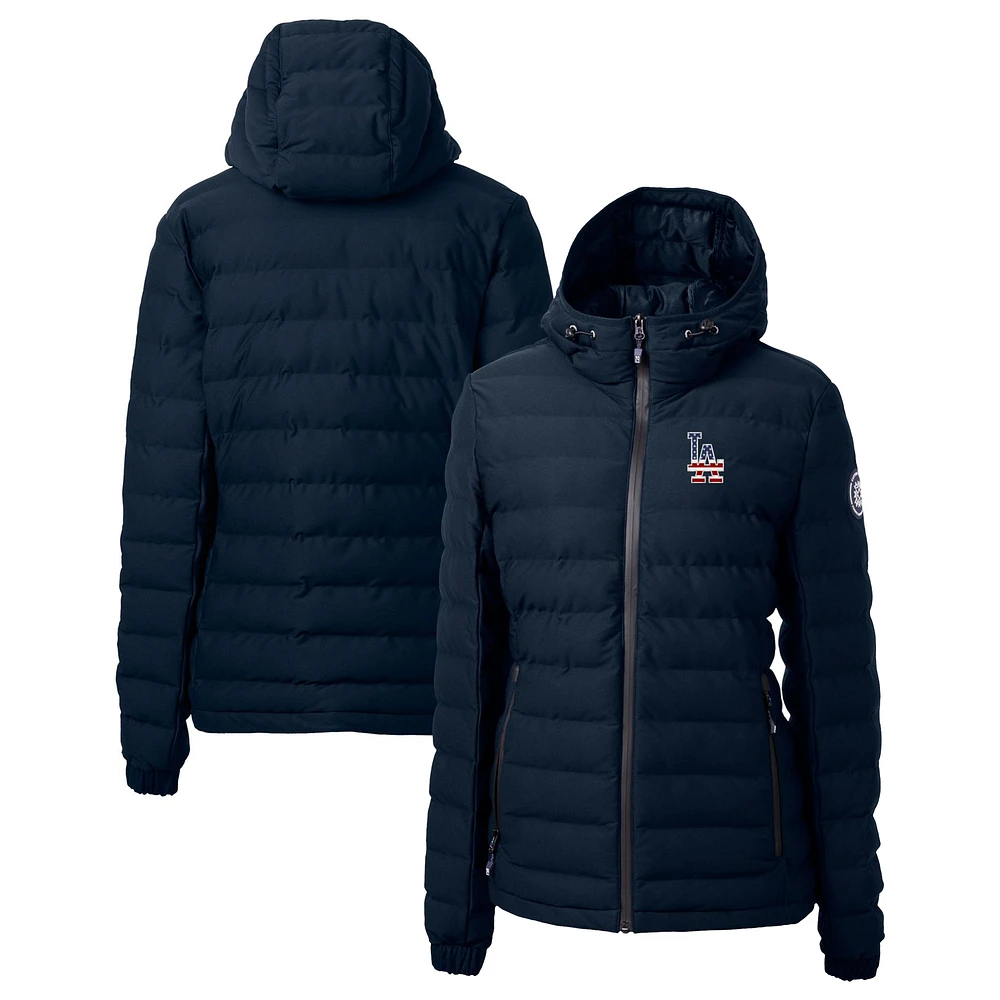 Women's Cutter & Buck Navy Los Angeles Dodgers Americana Logo Mission Ridge Repreve Eco Insulated Full-Zip Puffer Jacket