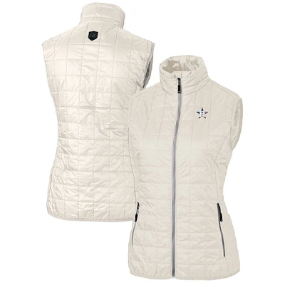 Women's Cutter & Buck Cream Houston Astros Americana Logo Rainier PrimaLoft Womens Eco Insulated Full-Zip Puffer Vest