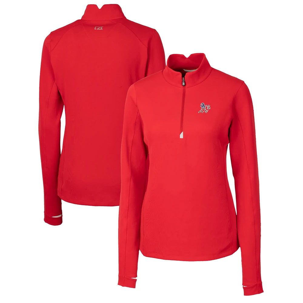 Women's Cutter & Buck Red Athletics Americana Logo DryTec Traverse Stretch Quarter-Zip Pullover Top