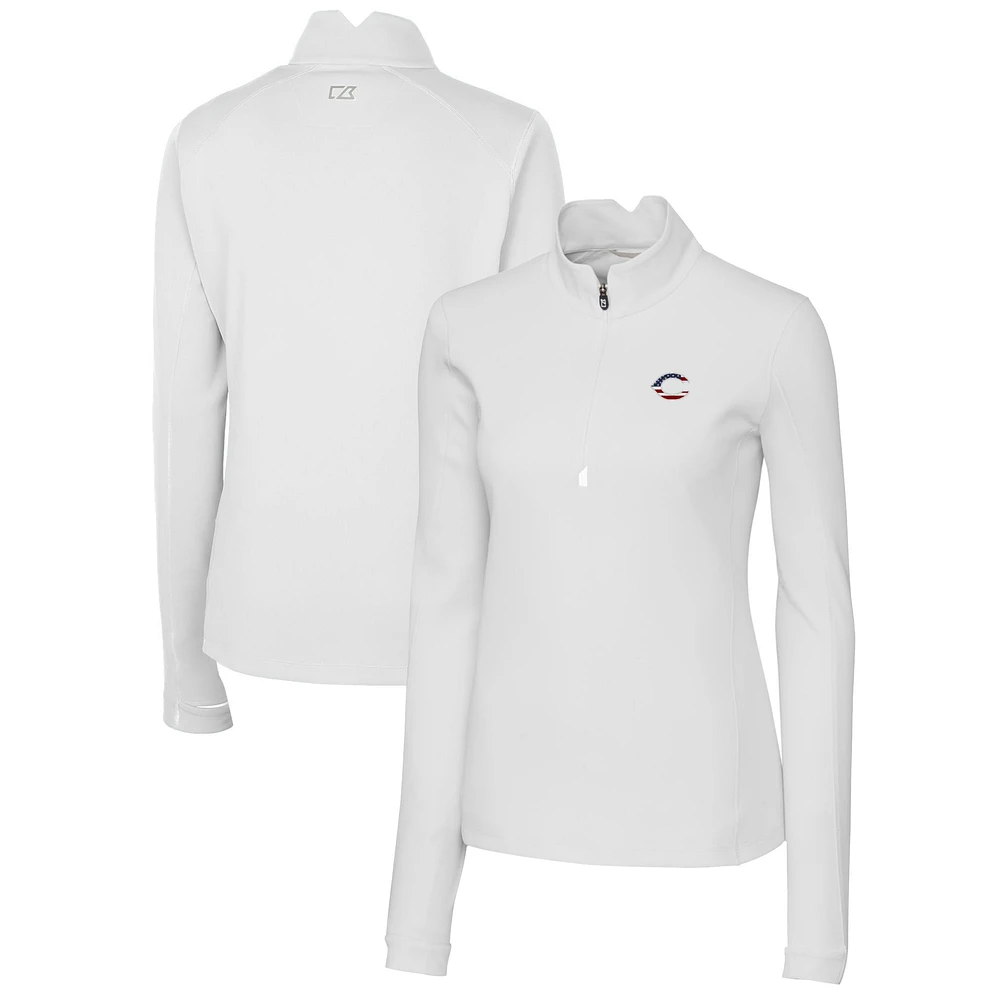 Women's Cutter & Buck Cincinnati Reds Americana Logo DryTec Traverse Stretch Quarter-Zip Pullover Top