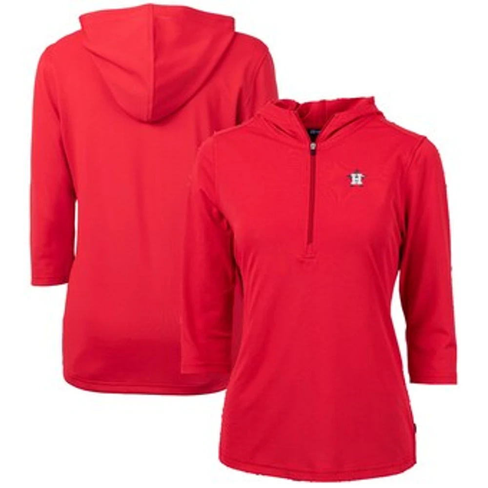 Women's Cutter & Buck Red Houston Astros Americana Logo DryTec Virtue Eco Pique Recycled Half-Zip Pullover Hoodie