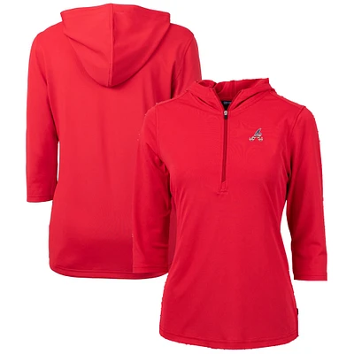 Women's Cutter & Buck Red Atlanta Braves Americana Logo DryTec Virtue Eco Pique Recycled Half-Zip Pullover Hoodie
