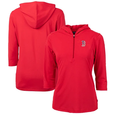 Women's Cutter & Buck Red Boston Sox Americana Logo DryTec Virtue Eco Pique Recycled Half-Zip Pullover Hoodie