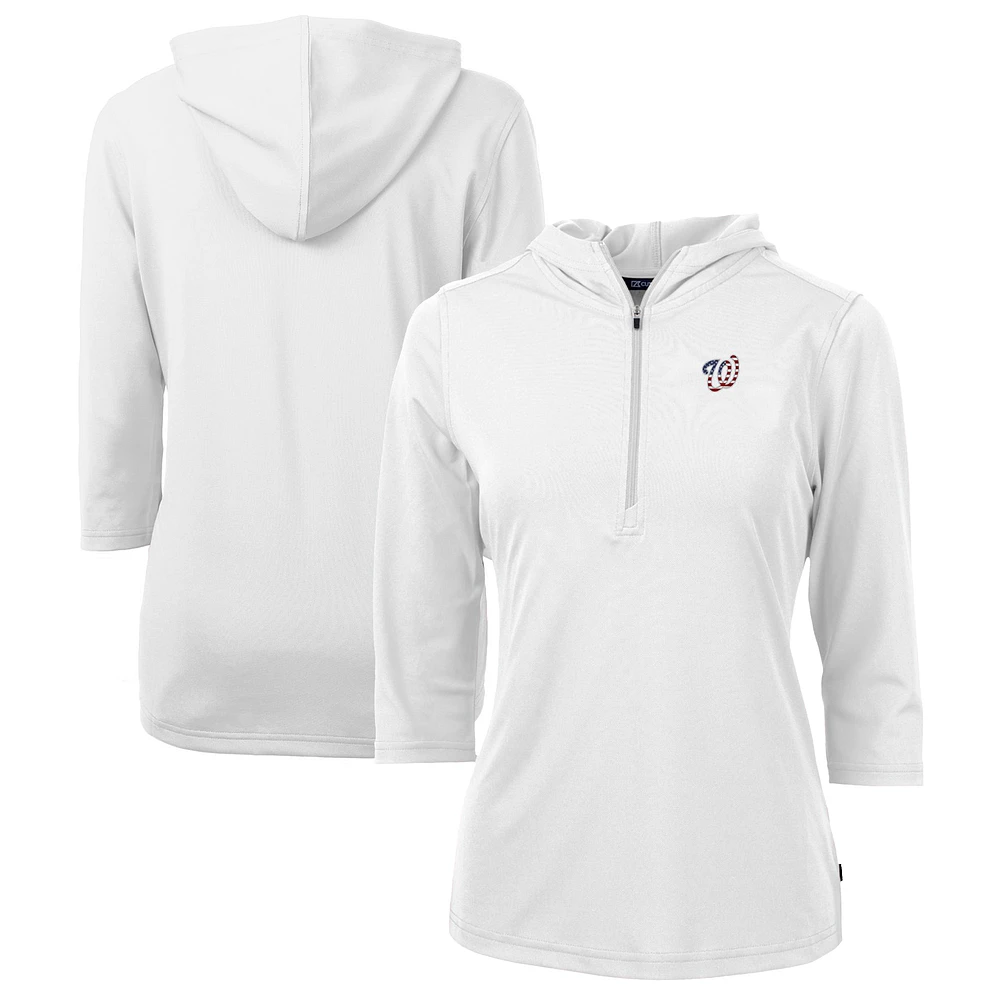 Women's Cutter & Buck Washington Nationals Americana Logo DryTec Virtue Eco Pique Recycled Half-Zip Pullover Hoodie