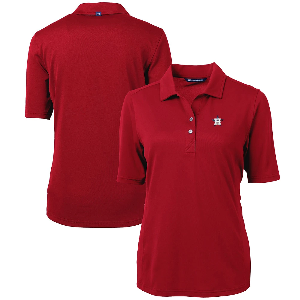 Women's Cutter & Buck Cardinal Houston Astros Americana Logo DryTec Virtue Eco Pique Recycled Polo