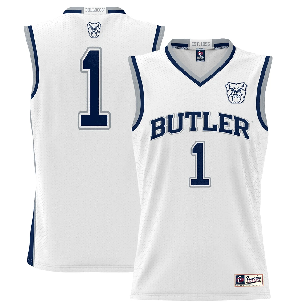 Youth GameDay Greats #1 White Butler Bulldogs Lightweight Basketball Jersey