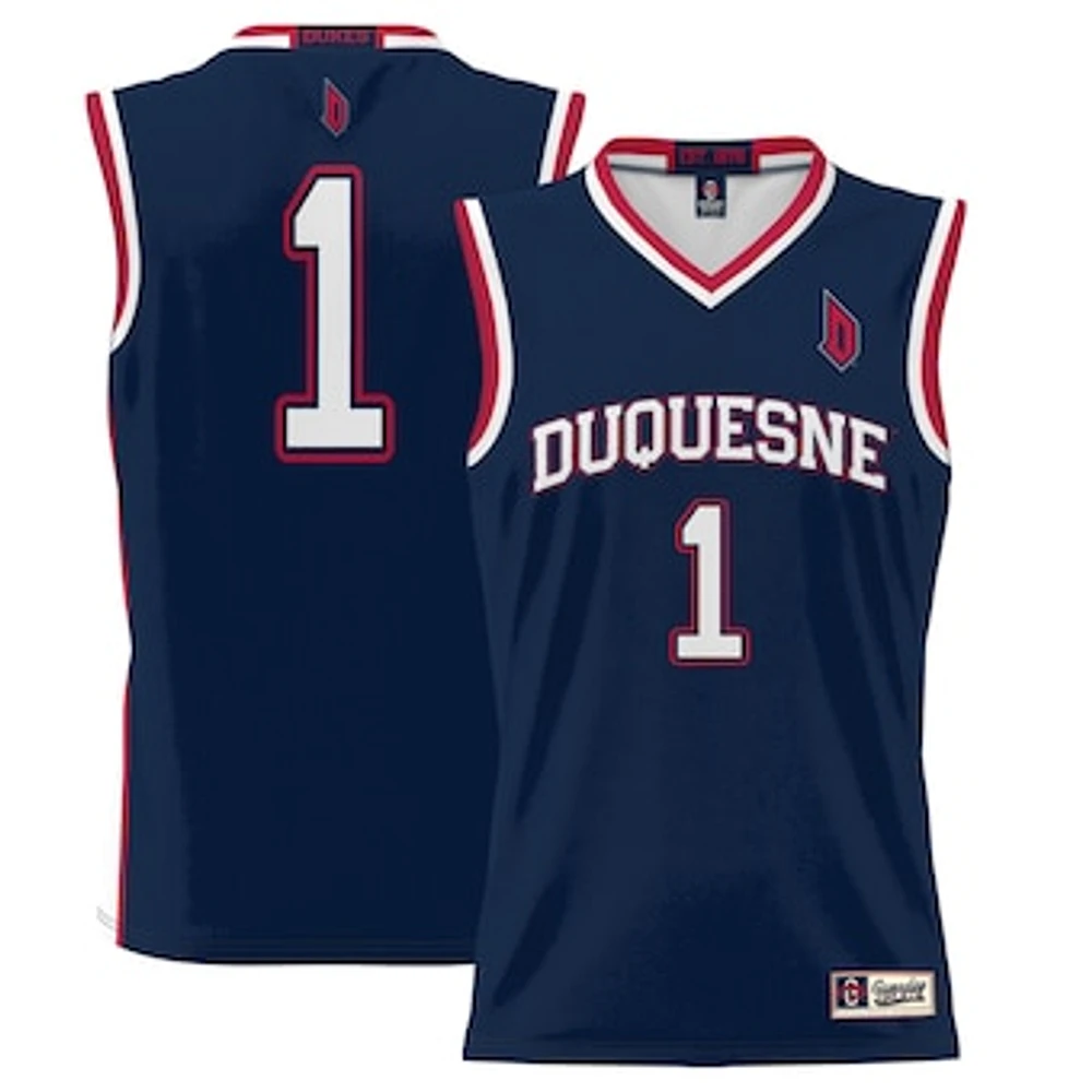 Youth GameDay Greats #1 Navy Duquesne Dukes Lightweight Basketball Jersey