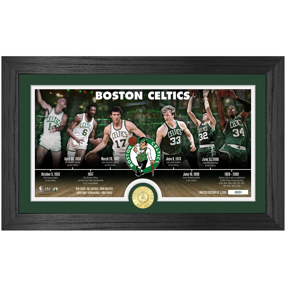 Highland Mint Boston Celtics NBA Timeline 12'' x 20'' Bronze Coin Photo Mint