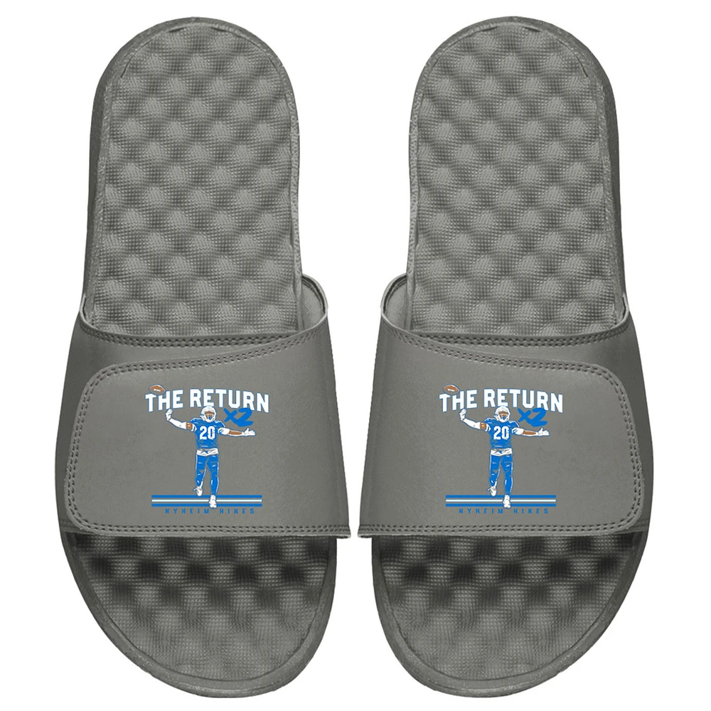 Men's ISlide x BreakingT Nyheim Hines Gray NFLPA The Return 2x Slide Sandals