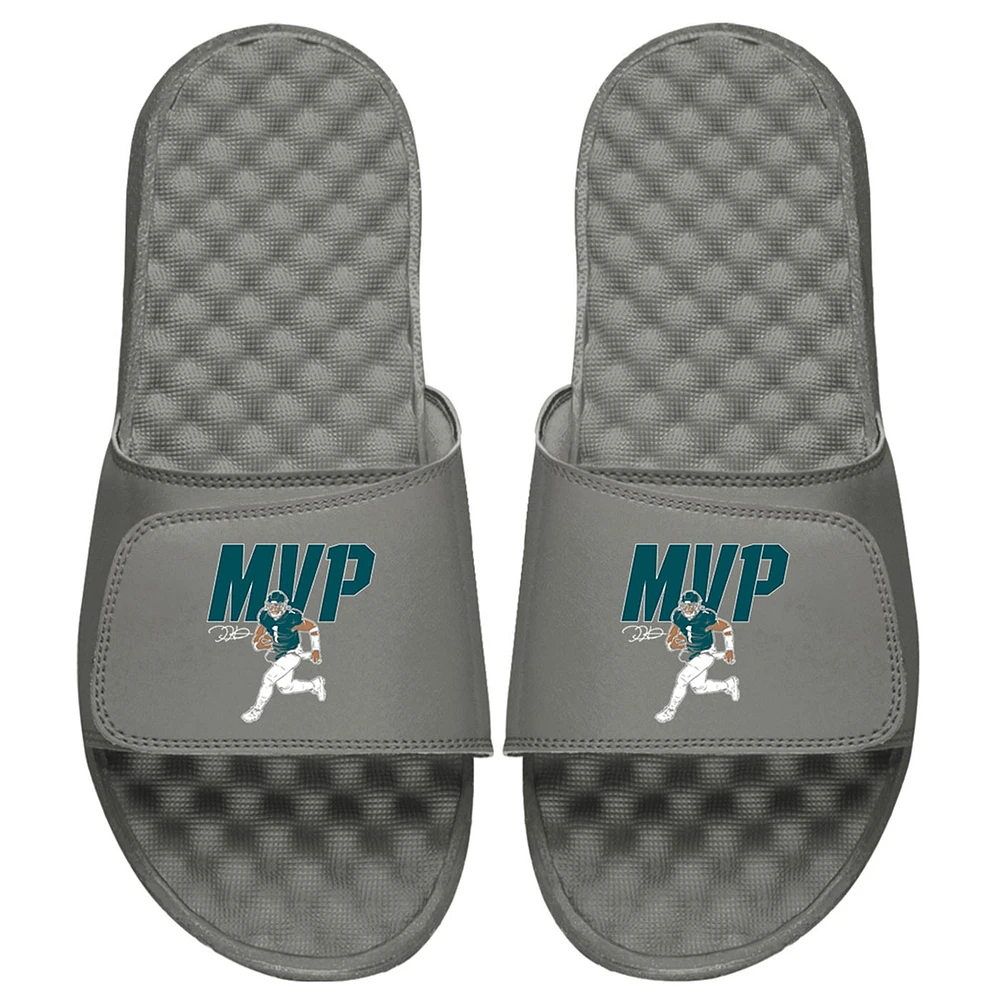 Youth ISlide x BreakingT Jalen Hurts Gray NFLPA MVP Slide Sandals