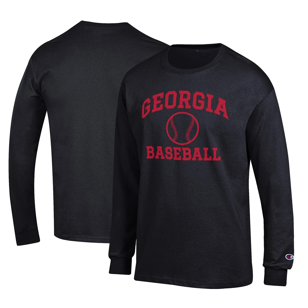 Men's Champion Georgia Bulldogs Icon Baseball Long Sleeve T-Shirt