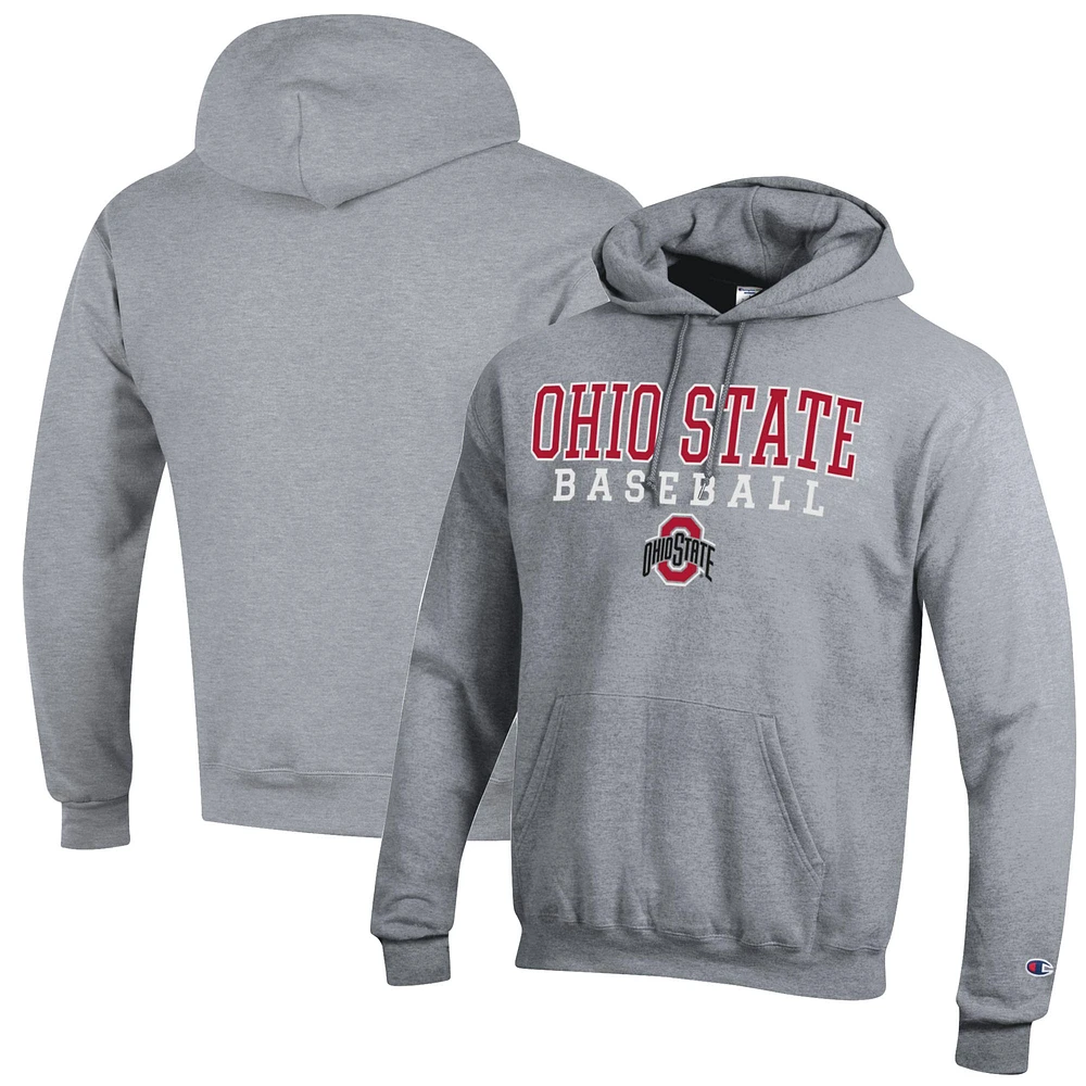 Men's Champion Ohio State Buckeyes Stack Logo Baseball Powerblend Pullover Hoodie