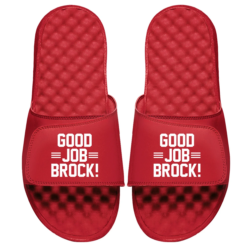 Men's ISlide x BreakingT Brock Purdy Scarlet NFLPA Good Job Slide Sandals