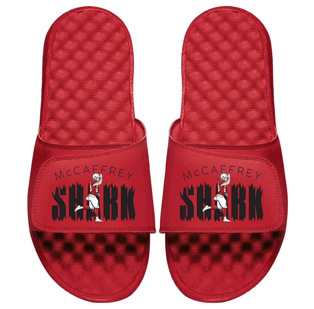 Men's ISlide x BreakingT Christian McCaffrey Scarlet NFLPA Shark Slide Sandals