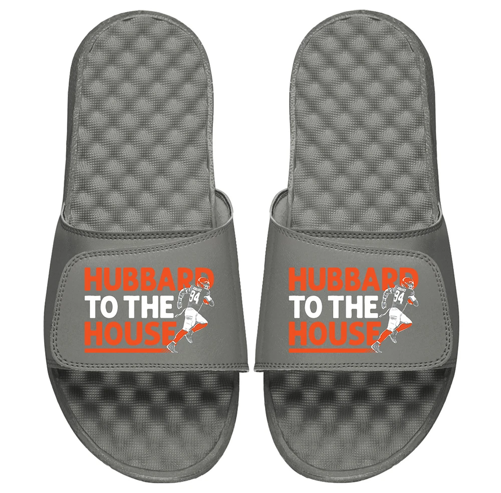 Men's ISlide x BreakingT Sam Hubbard Gray NFLPA To The House Slide Sandals
