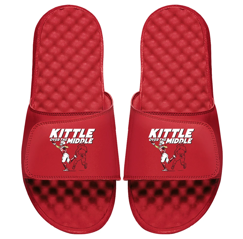 Youth ISlide x BreakingT George Kittle Scarlet NFLPA Over The Middle Slide Sandals