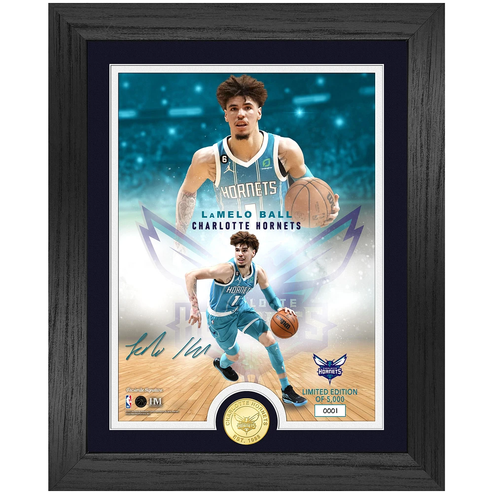 Highland Mint LaMelo Ball Charlotte Hornets NBA Player 13" x 16" Bronze Coin Photo Mint