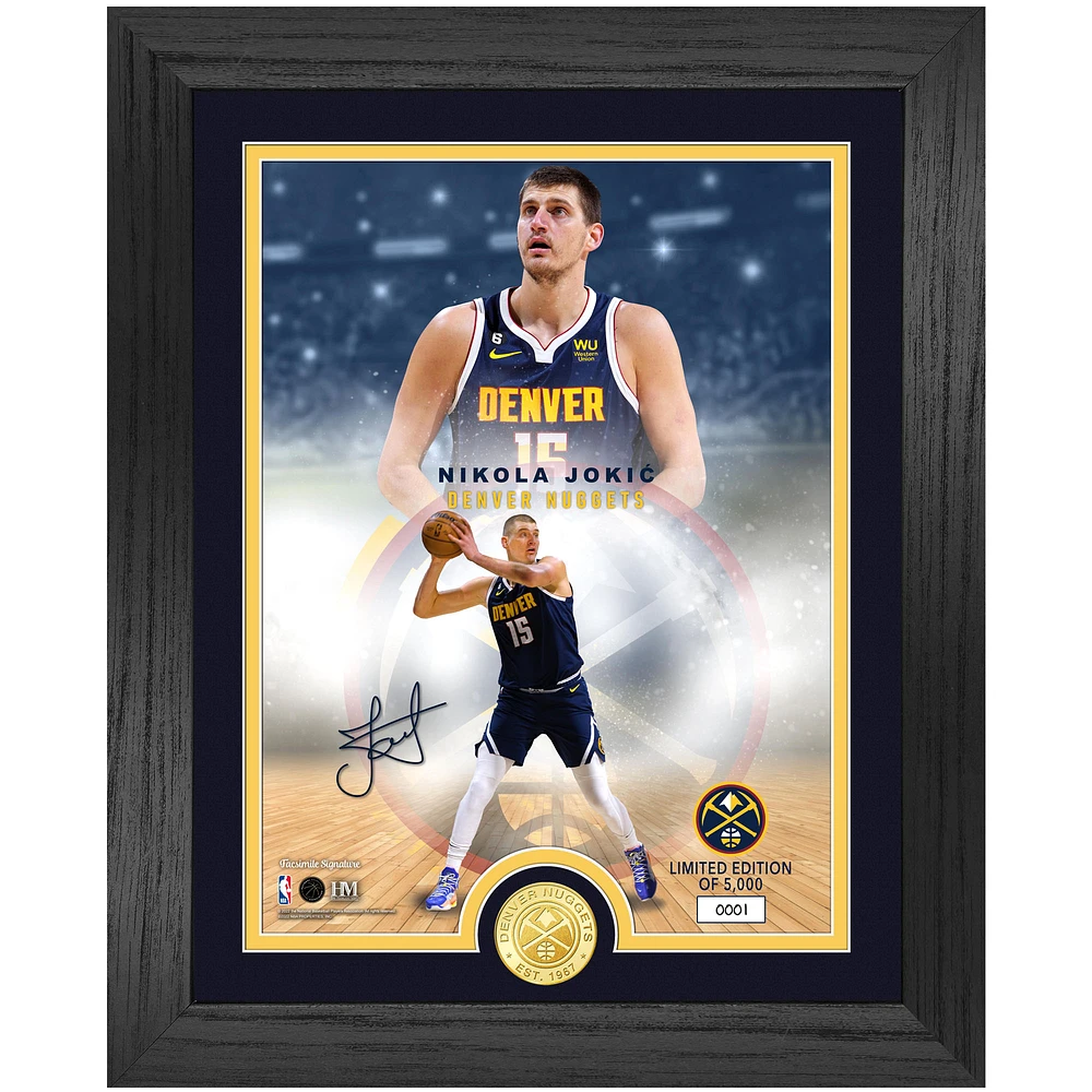 Highland Mint Nikola Jokic Denver Nuggets NBA Player 13" x 16" Bronze Coin Photo Mint