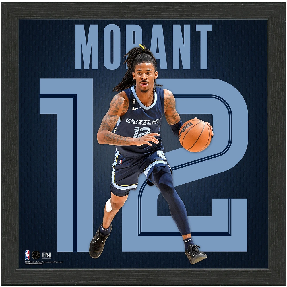 Highland Mint Ja Morant Memphis Grizzlies NBA Player 13" x 13" Impact Jersey Framed Print