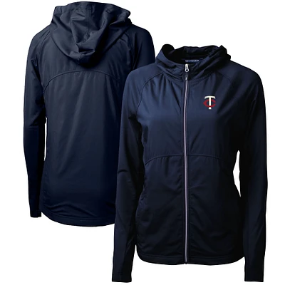 Women's Cutter & Buck Navy Minnesota Twins Adapt Eco Knit Stretch Hybrid Full-Zip Jacket