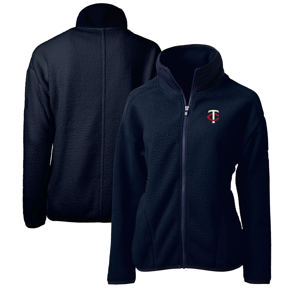 Women's Cutter & Buck Navy Minnesota Twins Cascade Eco Sherpa Full-Zip Fleece Jacket