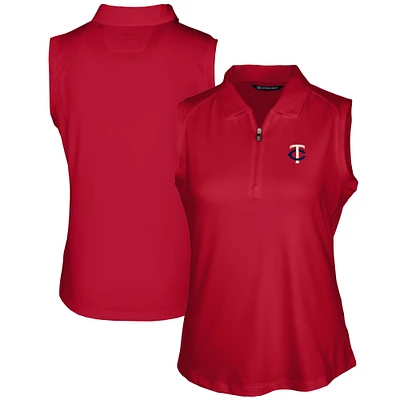 Women's Cutter & Buck Cardinal Minnesota Twins DryTec Forge Stretch Sleeveless Polo