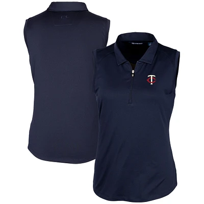 Women's Cutter & Buck Navy Minnesota Twins DryTec Forge Stretch Sleeveless Polo