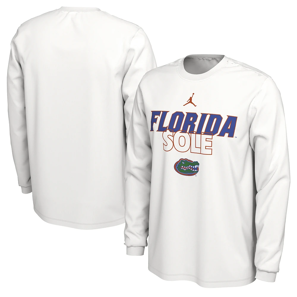 Jordan Brand White Florida Gators 2023 On Court Bench Long Sleeve T-Shirt
