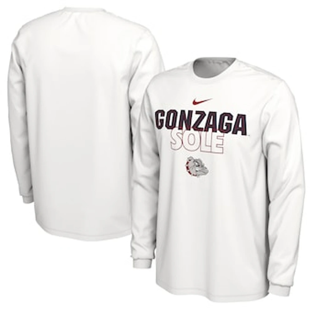 Nike White Gonzaga Bulldogs 2023 On Court Bench Long Sleeve T-Shirt