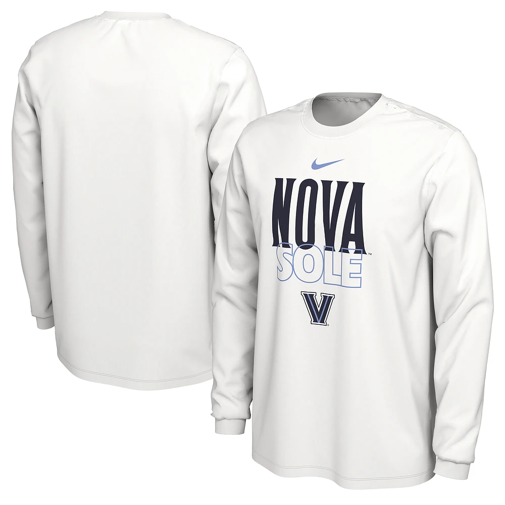 Nike White Villanova Wildcats 2023 On Court Bench Long Sleeve T-Shirt