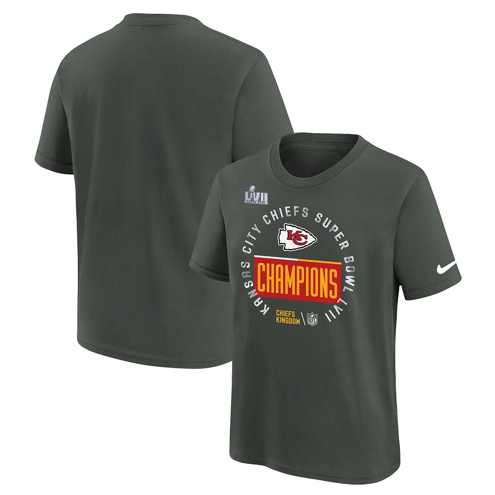 Preschool Nike Anthracite Kansas City Chiefs Super Bowl LVII Champions Locker Room Trophy Collection T-Shirt