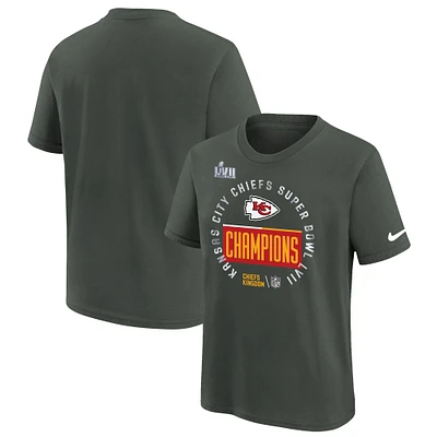 Youth Nike Anthracite Kansas City Chiefs Super Bowl LVII Champions Locker Room Trophy Collection T-Shirt