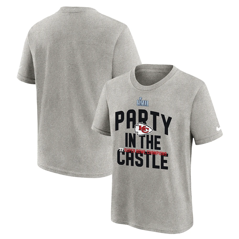 Preschool Nike Heather Gray Kansas City Chiefs Super Bowl LVII Champions Parade T-Shirt