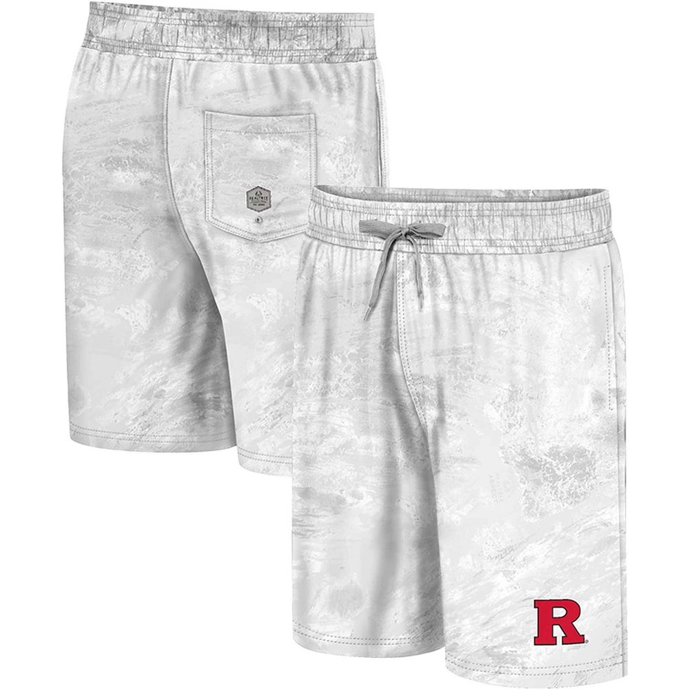 Men's Colosseum White Rutgers Scarlet Knights Realtree Aspect Ohana Swim Shorts