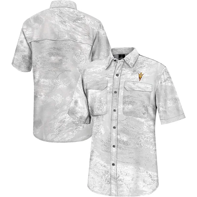 Men's Colosseum White Arizona State Sun Devils Realtree Aspect Charter Full-Button Fishing Shirt