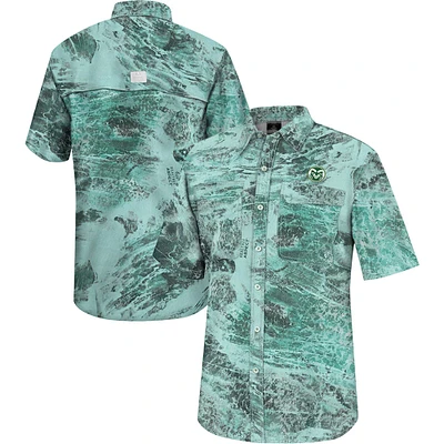 Men's Colosseum Green Colorado State Rams Realtree Aspect Charter Full-Button Fishing Shirt