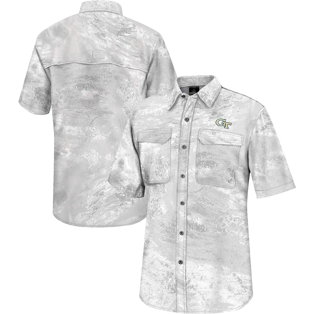Men's Colosseum White Georgia Tech Yellow Jackets Realtree Aspect Charter Full-Button Fishing Shirt