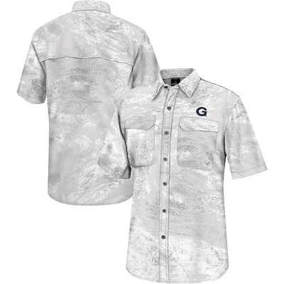 Men's Colosseum White Georgetown Hoyas Realtree Aspect Charter Full-Button Fishing Shirt
