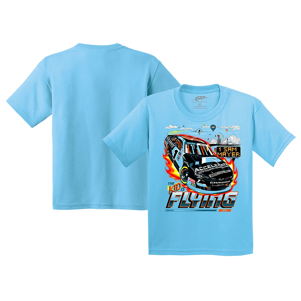 Youth JR Motorsports Official Team Apparel Powder Blue Sam Mayer Accelerate Car T-Shirt