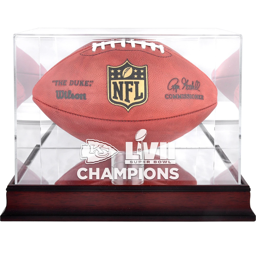 Kansas City Chiefs Super Bowl LVII Champions Mahogany Football Logo Display Case