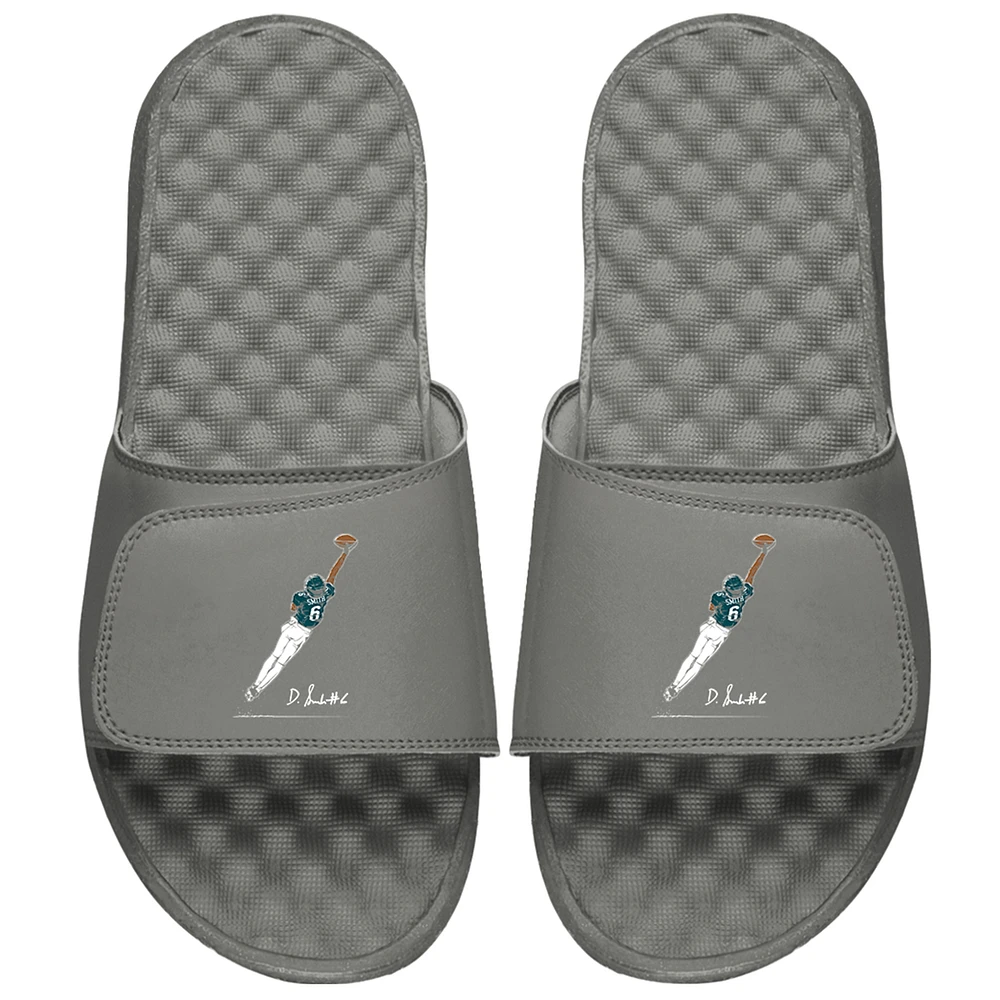 Men's ISlide x BreakingT DeVonta Smith Gray One-Handed Catch Slide Sandals