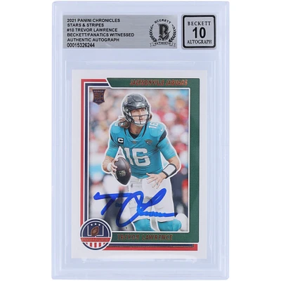 Trevor Lawrence Jacksonville Jaguars Autographed 2021 Panini Chronicles Stars & Stripes #STS-TLR Beckett Fanatics Witnessed Authenticated 10 Rookie Card