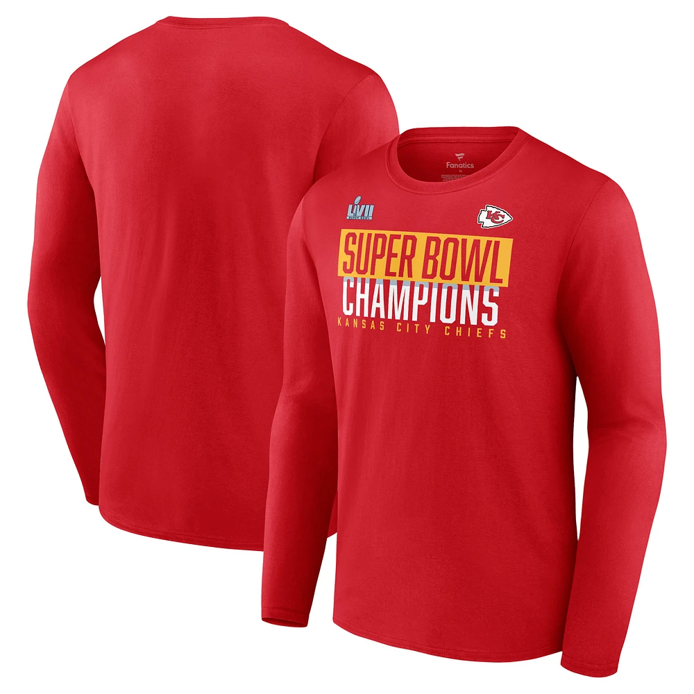 Men's Fanatics Red Kansas City Chiefs Super Bowl LVII Champions Big & Tall Foam Finger Long Sleeve T-Shirt