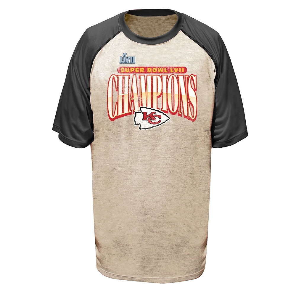 Men's Fanatics Oatmeal Kansas City Chiefs Super Bowl LVII Champions Big & Tall Rewrite History Raglan T-Shirt