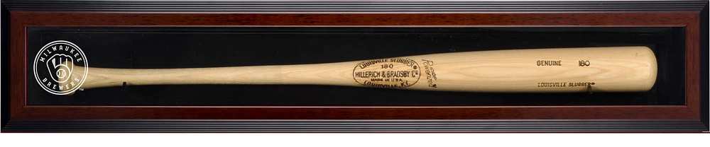 Milwaukee Brewers Brown Framed Wall-Mounted Single Bat 2020-Present Logo Display Case