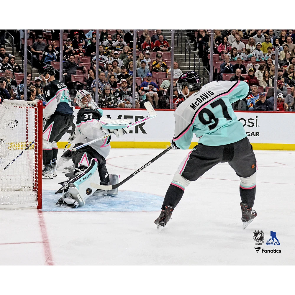 Connor McDavid Pacific Division All-Stars Unsigned Shoots the Puck for a Goal During 2023 NHL All-Star Game Photograph