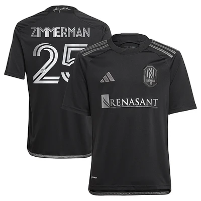 Youth adidas Walker Zimmerman Black Nashville SC 2023 Man In Black Kit Replica Player Jersey
