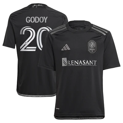 Youth adidas Anibal Godoy Black Nashville SC 2023 Man In Black Kit Replica Player Jersey