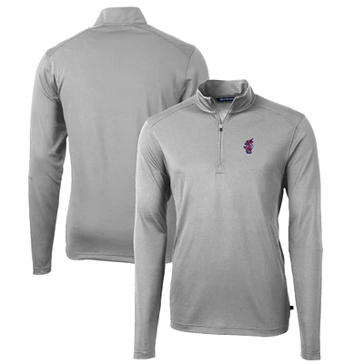 Men's Cutter & Buck Gray Florida Gators Swinging Gator Virtue Eco Pique Recycled Quarter-Zip Pullover Top