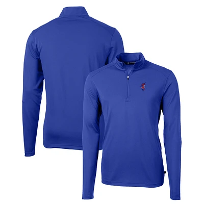 Men's Cutter & Buck Royal Florida Gators Swinging Gator Virtue Eco Pique Recycled Quarter-Zip Pullover Top